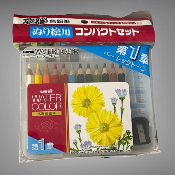 Mitsubishi Uni Watercolor Pencil Compact Chap. 1 Basic Tone 12 Colors NEW - Picture 7 of 7